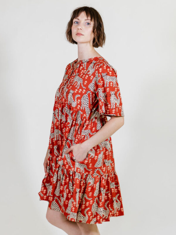 Adelaide Tiered Mini Dress - Poppy Leopard - Image 3