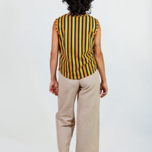 Millie Muscle Tee - Navy Chartreuse Stripe - Image 7