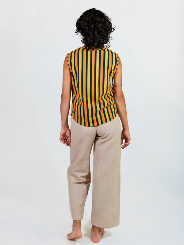 Millie Muscle Tee - Navy Chartreuse Stripe - Image 7