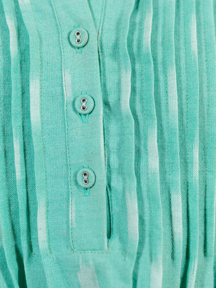 Pintucked Away Dress - Aqua Ikat - Image 5