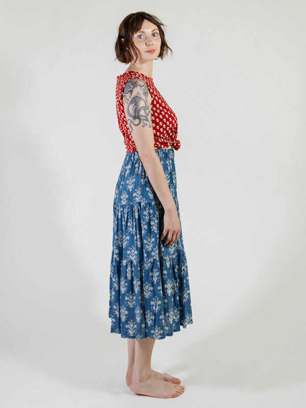 Danielle Tiered Skirt - Indigo Blossom - Image 4