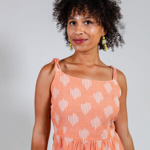 Provence Midi Dress - Peach Ikat - Image 8