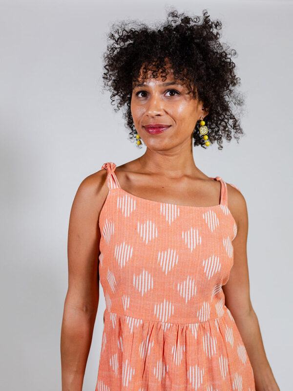 Provence Midi Dress - Peach Ikat - Image 8
