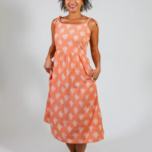 Provence Midi Dress - Peach Ikat - Image 10
