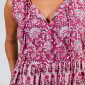 Thais Tiered Sleeveless Dress - Magenta Vine Floral - Image 8