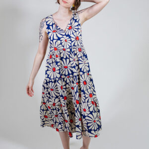 Thais Tiered Sleeveless Dress - Navy Floral - Image 2