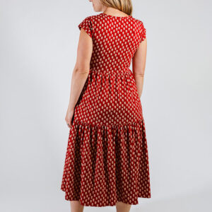 Tiered Jersey Dress - Micro Floral Red - Image 7