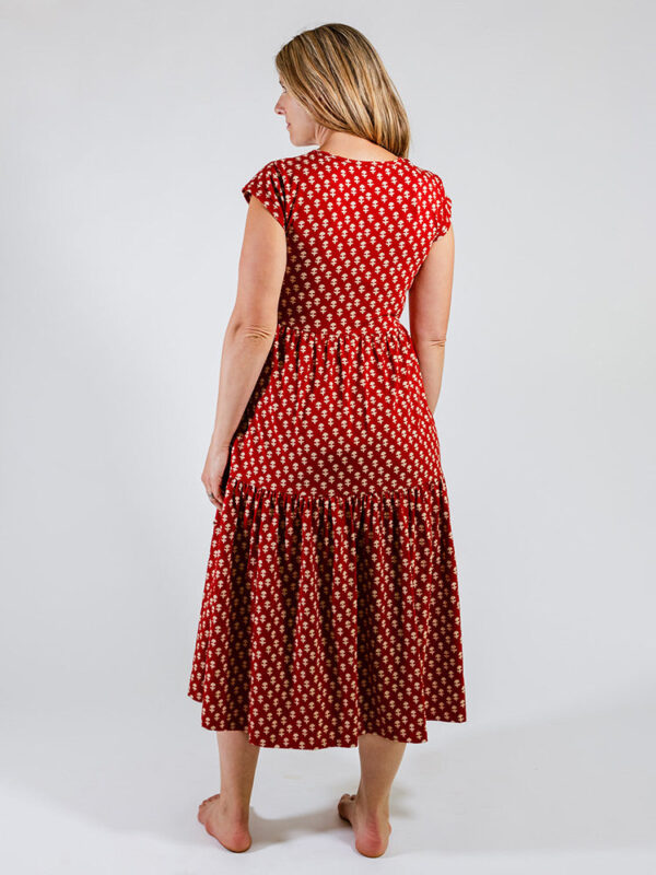 Tiered Jersey Dress - Micro Floral Red - Image 7