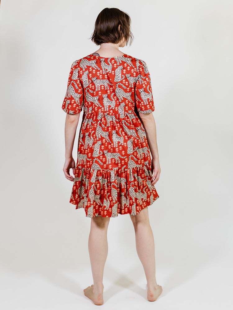 Adelaide Tiered Mini Dress - Poppy Leopard - Image 4