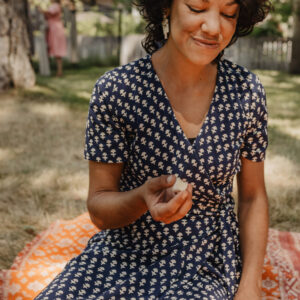 Katie Wrap Dress - Micro Floral Navy - Image 4