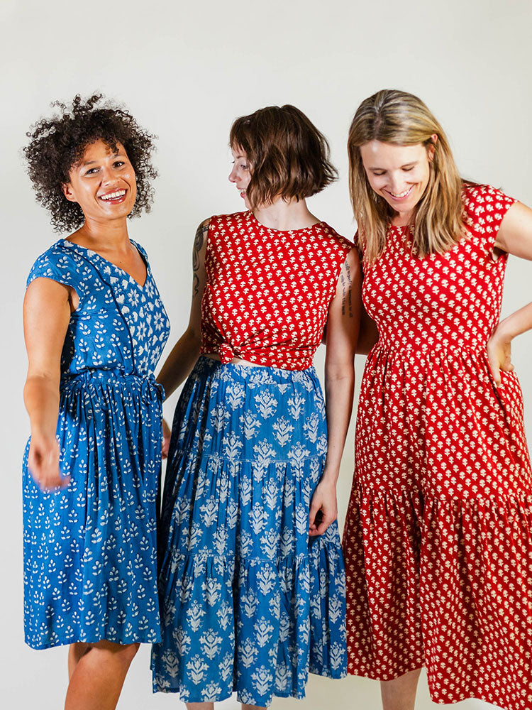 Tiered Jersey Dress - Micro Floral Red - Image 2