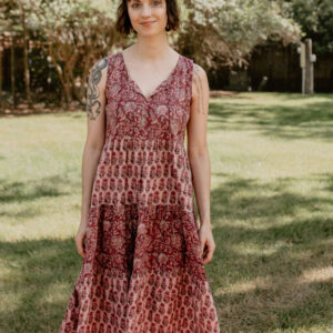 Thais Tiered Sleeveless Dress - Magenta Vine Floral - Image 12