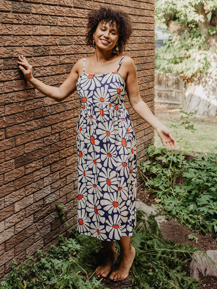 Sofia Midi Dress - Navy Floral - Image 4