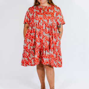 Adelaide Tiered Plus Size Mini Dress - Poppy Leopard - Image 1