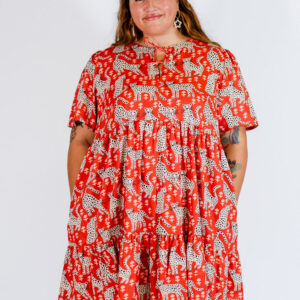 Adelaide Tiered Plus Size Mini Dress - Poppy Leopard - Image 4