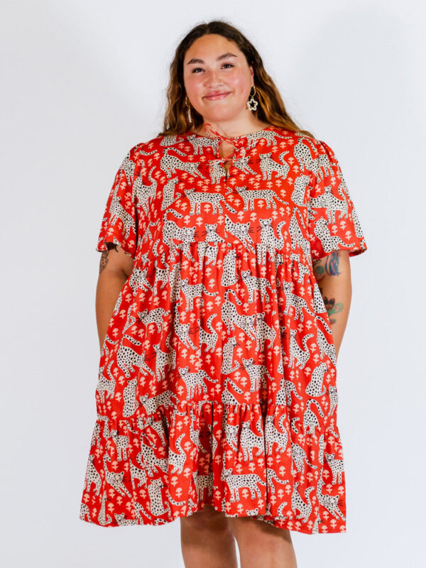 Adelaide Tiered Plus Size Mini Dress - Poppy Leopard - Image 4