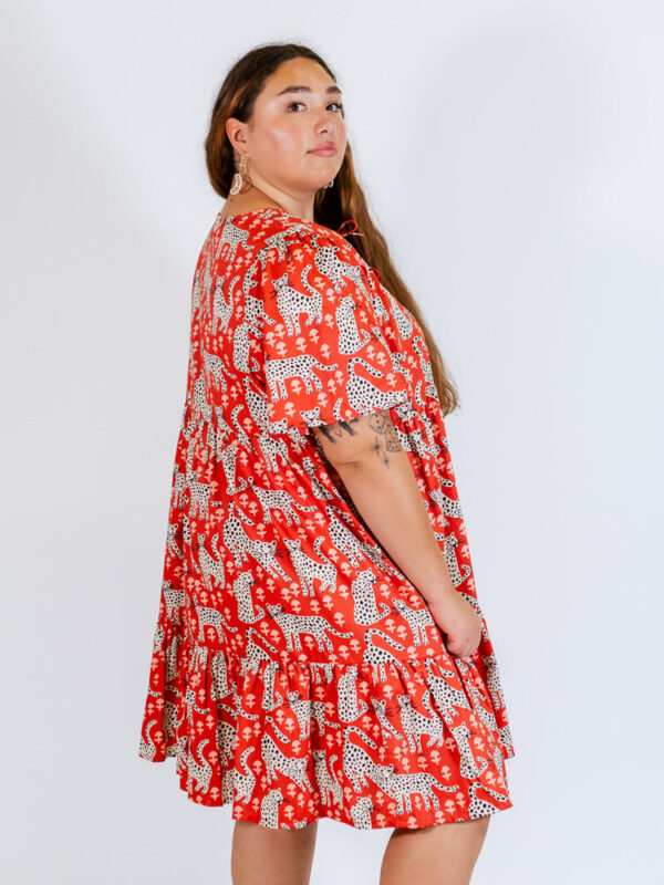 Adelaide Tiered Plus Size Mini Dress - Poppy Leopard - Image 2