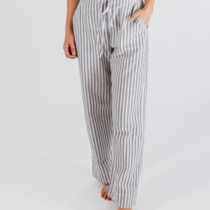 Emmy Drawstring Pant - Pinstripe Blue - Image 3