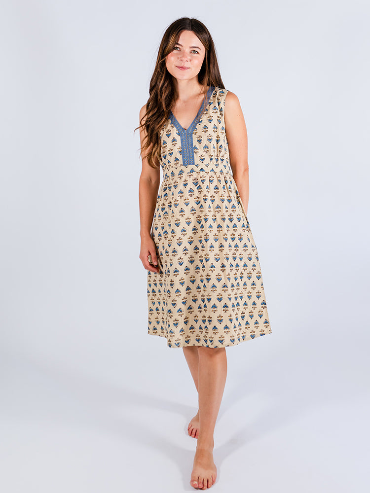 Jaya Sleeveless Dress - Blue Floral - Image 6