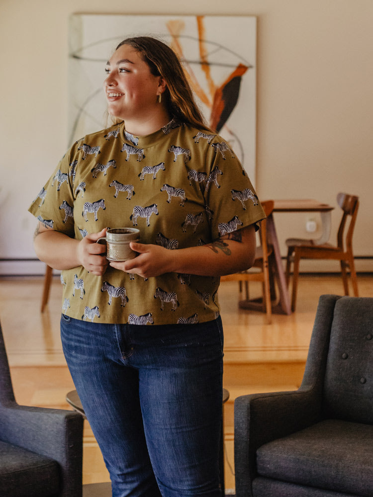 Eve Plus Size Top - Zebra Green - Image 1