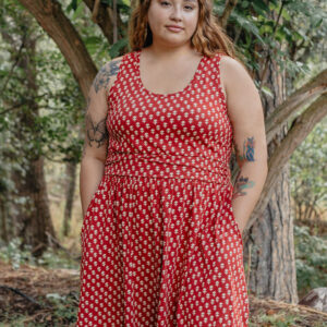 Asheville Plus Size Dress - Micro Floral Red - Image 1