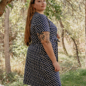 Katie Plus Size Wrap Dress - Micro Floral Navy - Image 2