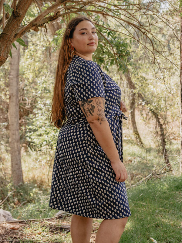 Katie Plus Size Wrap Dress - Micro Floral Navy - Image 2
