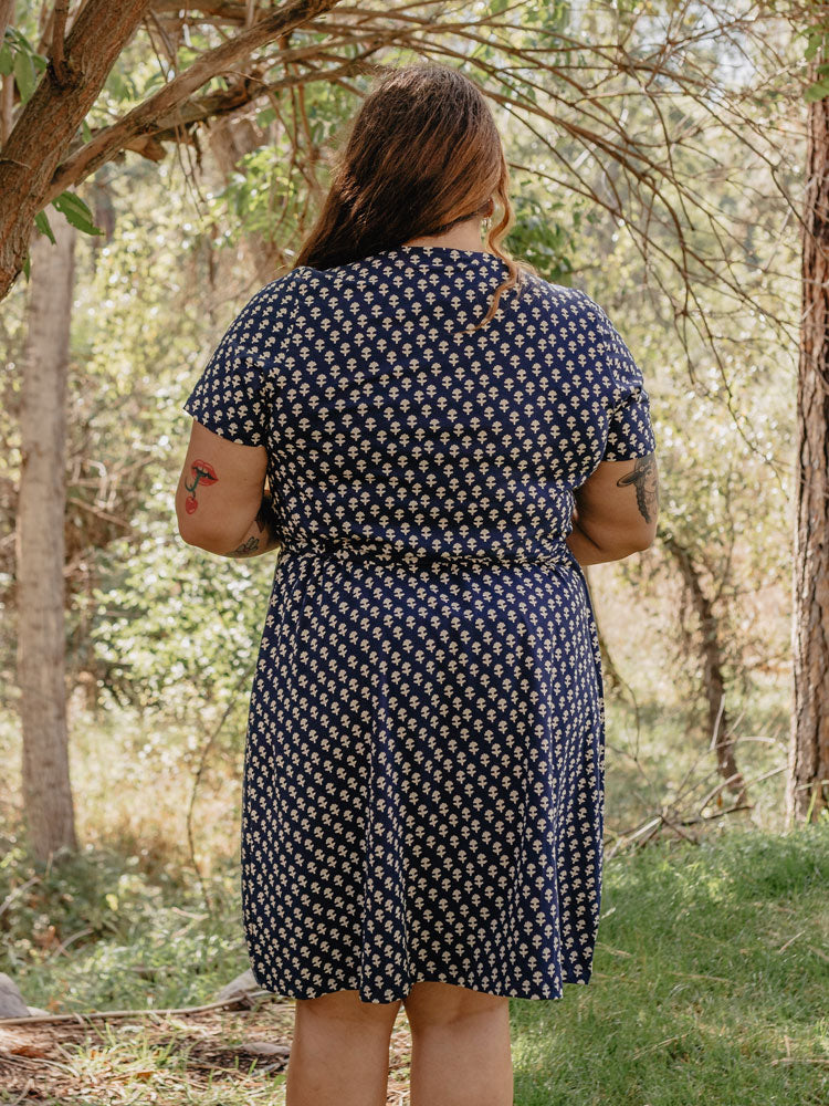 Katie Plus Size Wrap Dress - Micro Floral Navy - Image 3