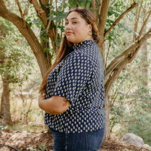 Eve Plus Size Top - Micro Floral Navy - Image 2