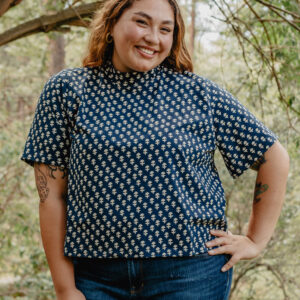 Eve Plus Size Top - Micro Floral Navy - Image 4