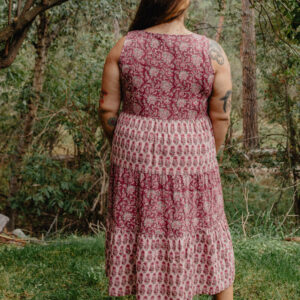 Thais Tiered Sleeveless Plus Size Dress - Magenta Vine Floral - Image 3
