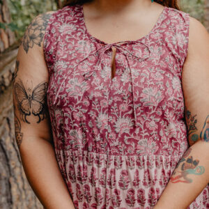 Thais Tiered Sleeveless Plus Size Dress - Magenta Vine Floral - Image 4