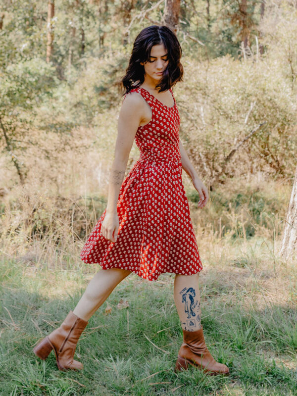 Asheville Dress - Micro Floral Red