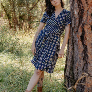 Katie Wrap Dress - Micro Floral Navy - Image 1