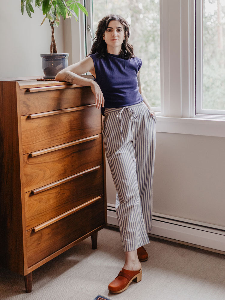 Ruched Top - Navy Rib Knit - Image 5