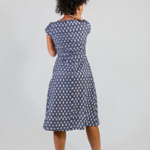 Vintage Pleat Dress - Blue Ikat - Image 4