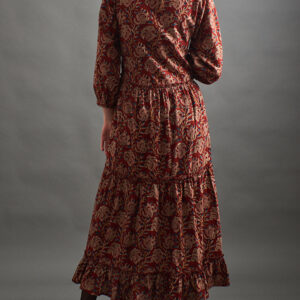 Britta Long Sleeve Tiered Dress - Red Floral - Image 6