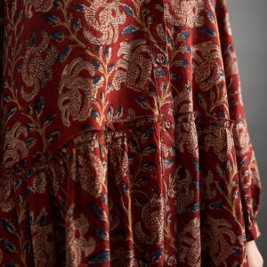 Britta Long Sleeve Tiered Dress - Red Floral - Image 2