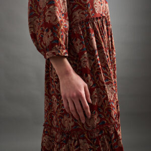 Britta Long Sleeve Tiered Dress - Red Floral - Image 3