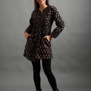 Victoria Tunic Dress - Black Mini Blossom - Image 4