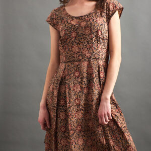 Vintage Pleat Dress - Black Floral - Image 1