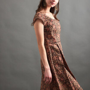 Vintage Pleat Dress - Black Floral - Image 4