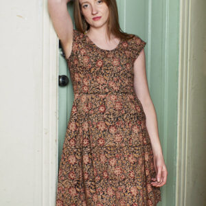 Vintage Pleat Dress - Black Floral - Image 5