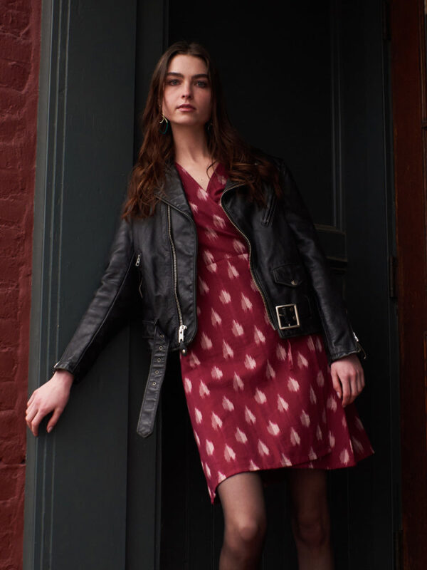 Anaya Wrap Dress - Garnet Ikat - Image 3