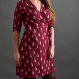 Anaya Wrap Dress - Garnet Ikat - Image 4