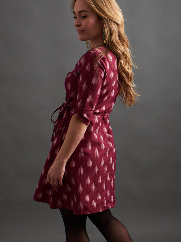 Anaya Wrap Dress - Garnet Ikat - Image 5