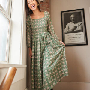 Hailee Smocked Midi Dress - Aegean Teal Floral - Image 6