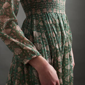 Hailee Smocked Midi Dress - Aegean Teal Floral - Image 8