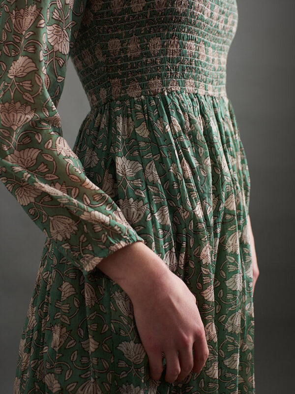 Hailee Smocked Midi Dress - Aegean Teal Floral - Image 8