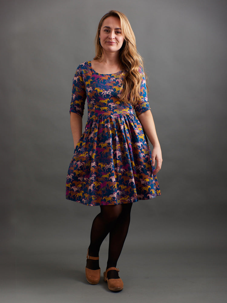 Serephina Dress - Blue Horses - Image 1